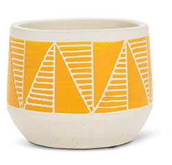 Yellow Etched Planter