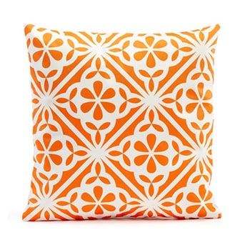 Orange White Outdoor Pillow