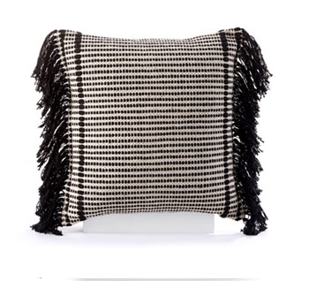 Black Striped Fringe Pillow