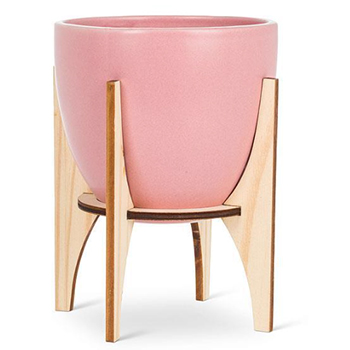 Pink Pot & Wooden Stand