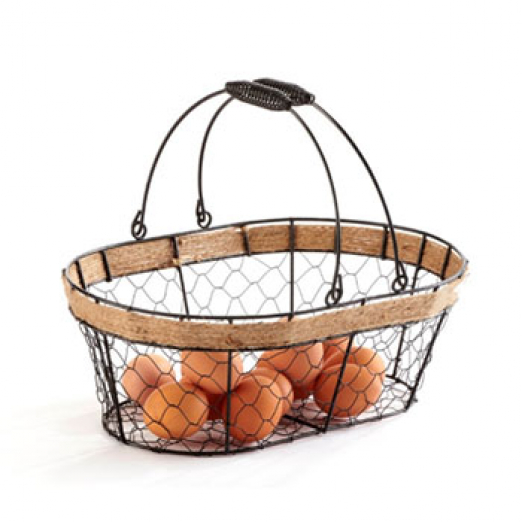 Oval Black Wire Baskets Set
